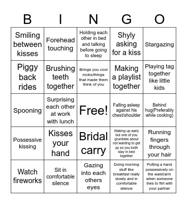 Lories Relationship Bingo Card