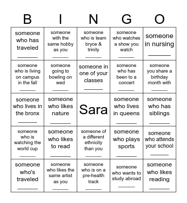 Get to know your cohort!! Bingo Card