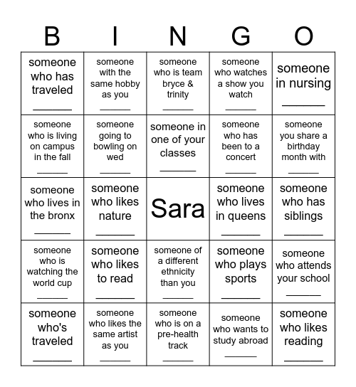 Get to know your cohort!! Bingo Card