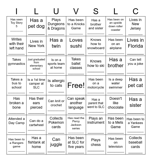 Find Someone Who . . . Bingo Card