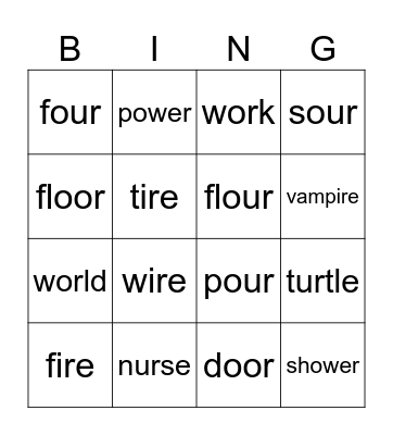 Phonics Bingo Card