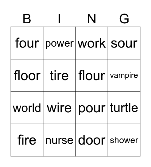 Phonics Bingo Card