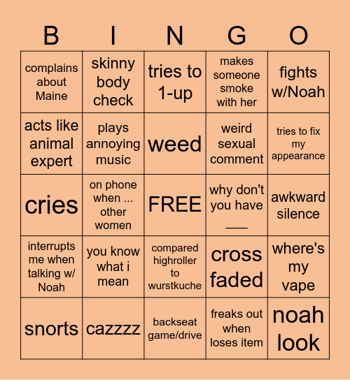 Gang Gets Wicked Bingo Card