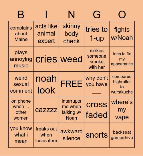 Gang Gets Wicked Bingo Card