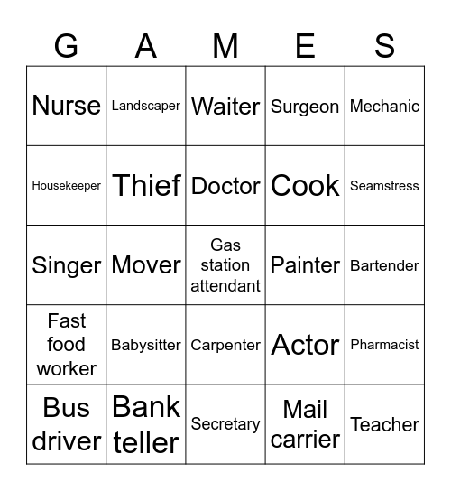 JOBS Bingo Card