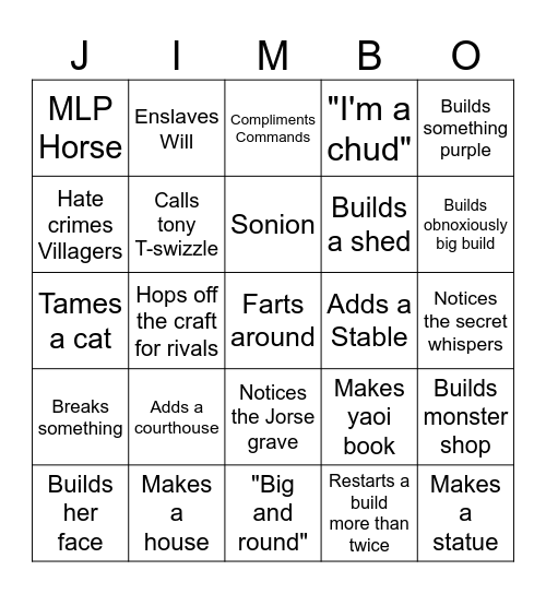 Jaime City Bingo Card