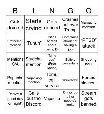 Tophiachu Bingo Card