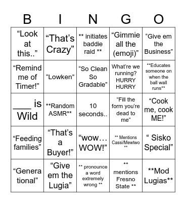Screenworks Bingo Card