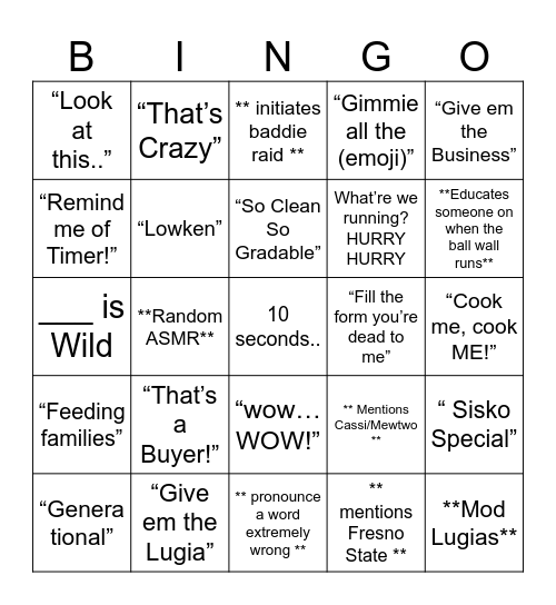 Screenworks Bingo Card