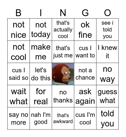 Velar & palatal sounds - phrases Bingo Card