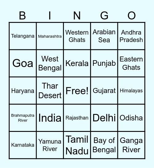 Map Explorer Bingo Card