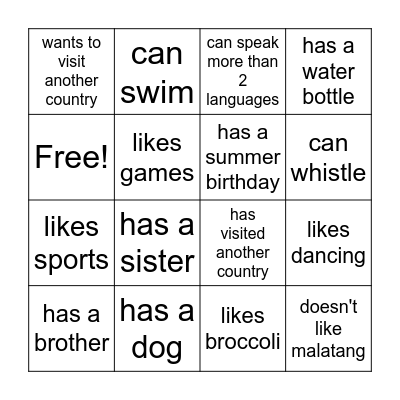 Find Someone Who... Bingo Card