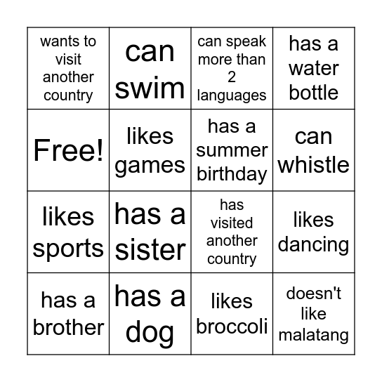 Find Someone Who... Bingo Card