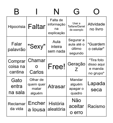 Bingo do Carlos Bingo Card