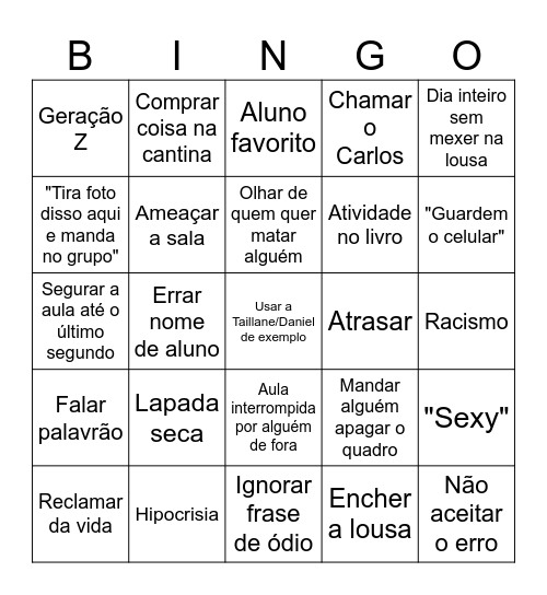 Bingo da Taillane Bingo Card
