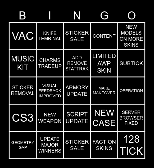 MedeaMaou's CS2 BINGO CARD Bingo Card