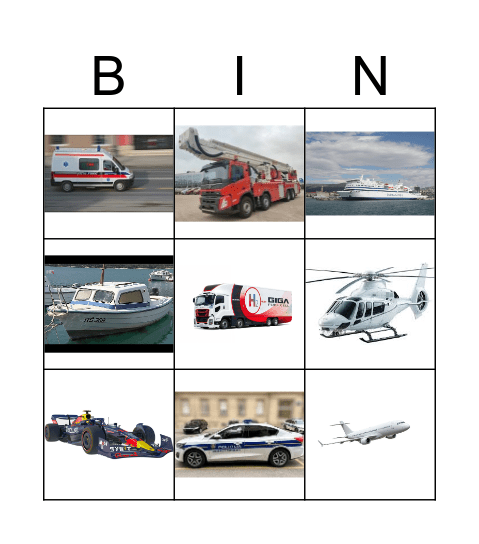 VOZILA Bingo Card