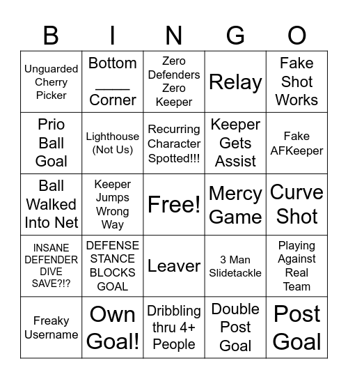 Rematch Bingo Card