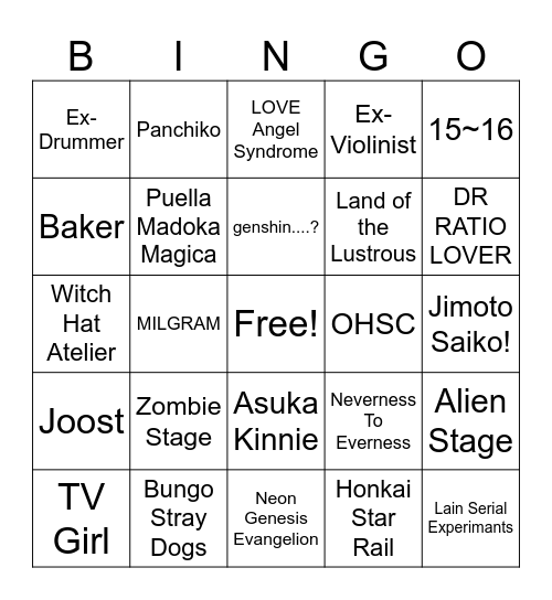 peachii's bingo ehheeh Bingo Card