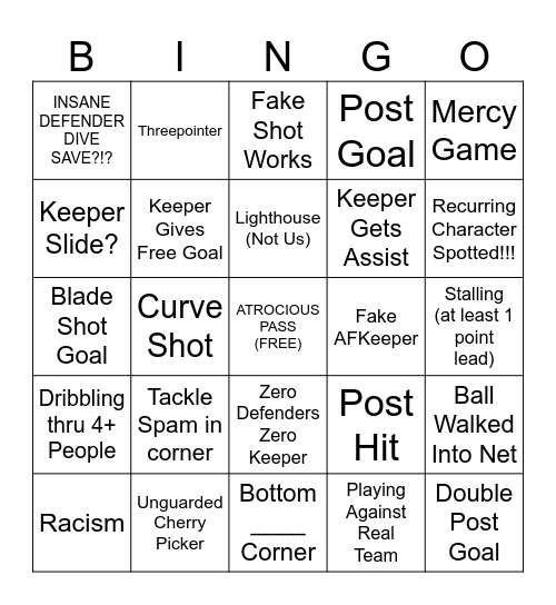 Rematch Bingo Card