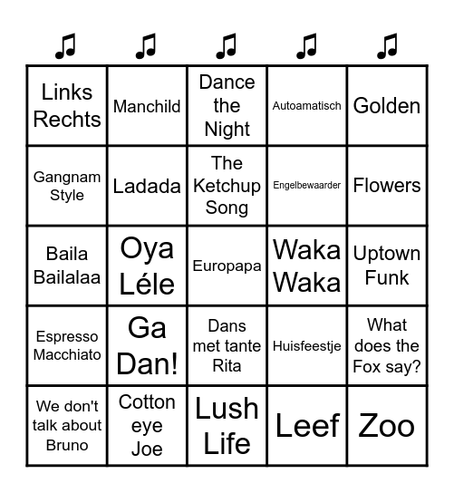 ♫Muziek Bingo♫ Bingo Card