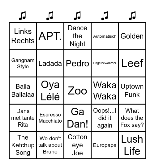 ♫Muziek Bingo♫ Bingo Card