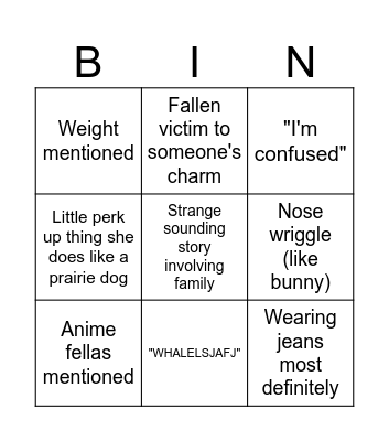 Kylee Bingo Card