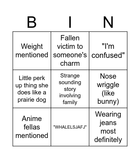 Kylee Bingo Card