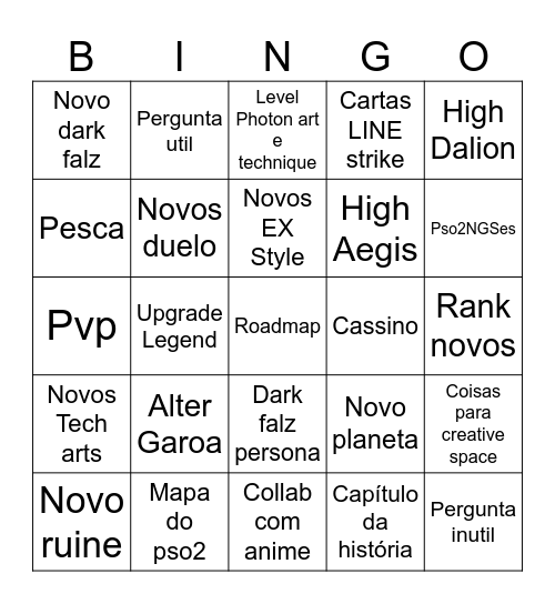 Roadmap Bingo Card