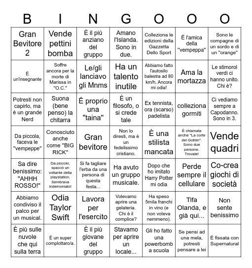 BENESSERE BINGO Card