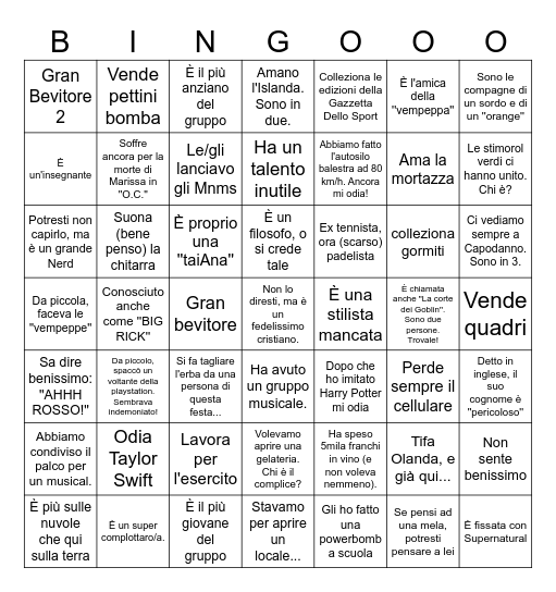 BENESSERE BINGO Card