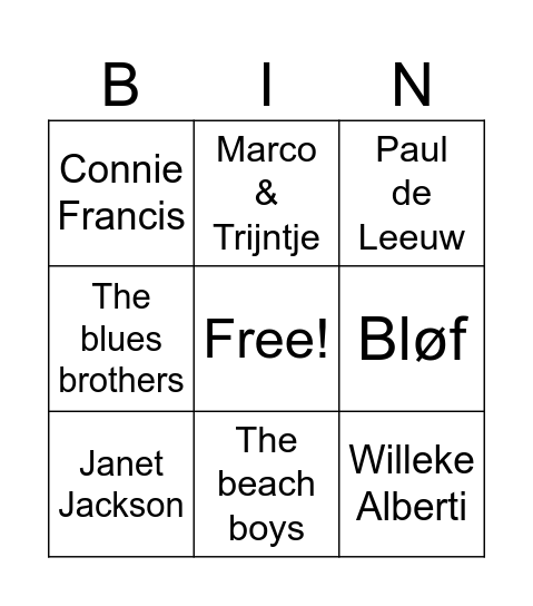 My big fat d'Ampte bingo Card