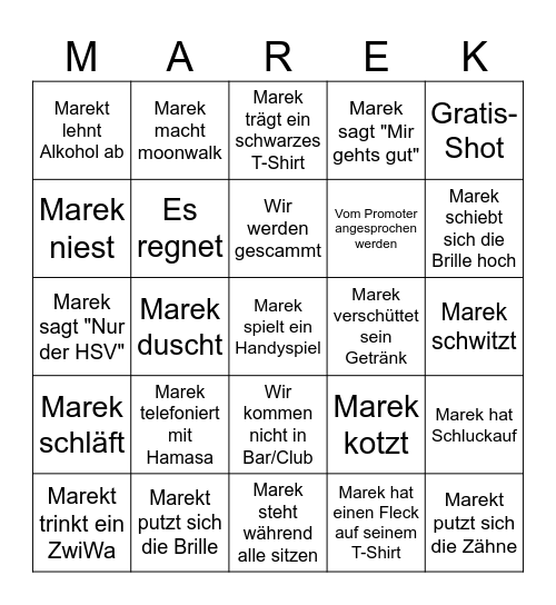 Marek Bingo Card
