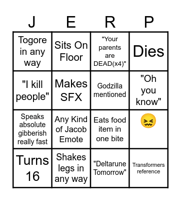 JACOB Bing Bingo Card