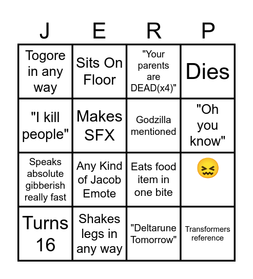 JACOB Bing Bingo Card