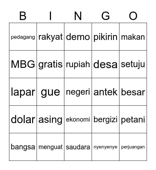 Bingo Yapping Wowok Bingo Card