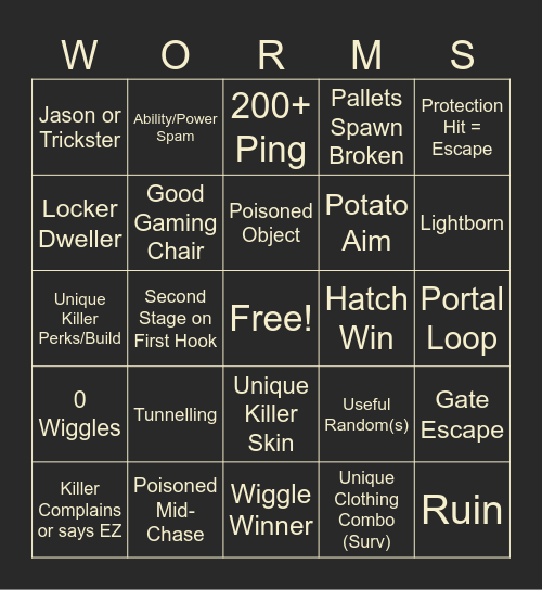 DBD EXTREME SLUG RACE DELUXE (Event Edition) Bingo Card
