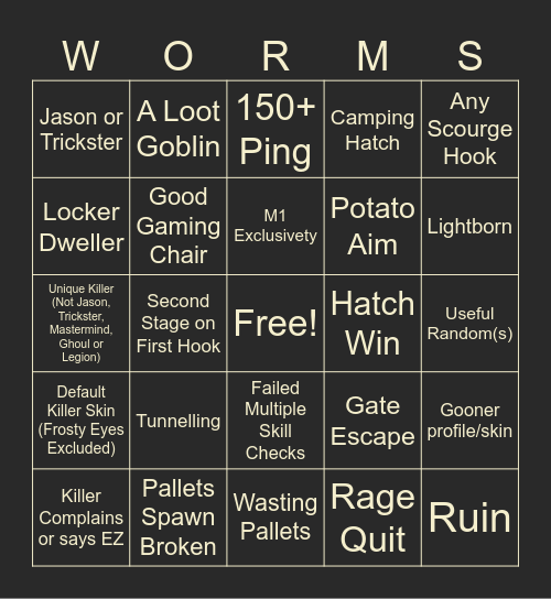 DBD EXTREME SLUG RACE DELUXE Bingo Card