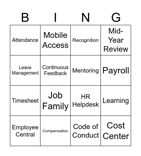 The Success Grid Bingo Card
