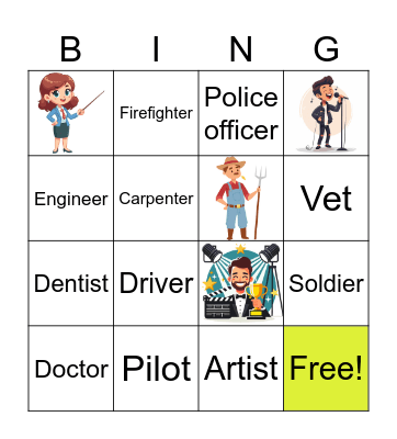 Occupations Bingo Card