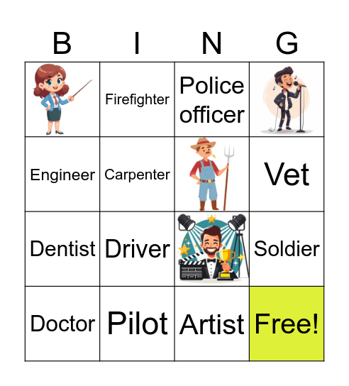 Occupations Bingo Card