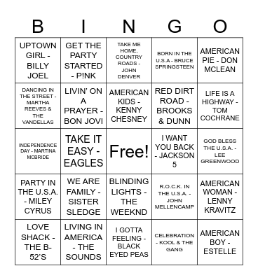 RED, WHITE & BINGO Card