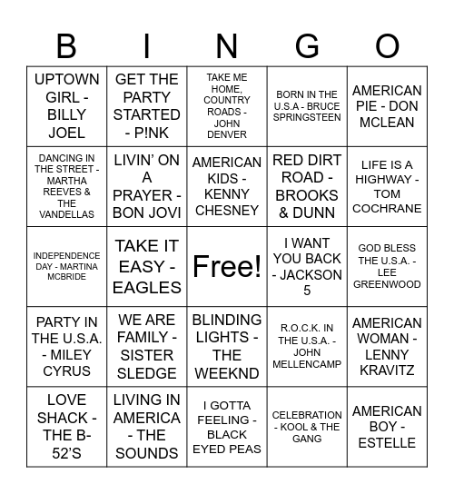 RED, WHITE & BINGO Card