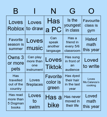5th Grade End of Year Bingo! Bingo Card
