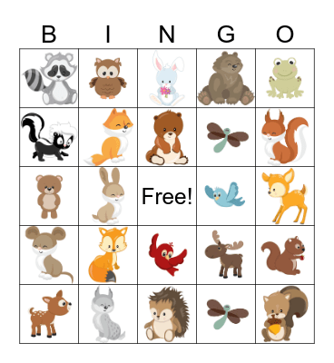 Woodland Animal Bingo Card