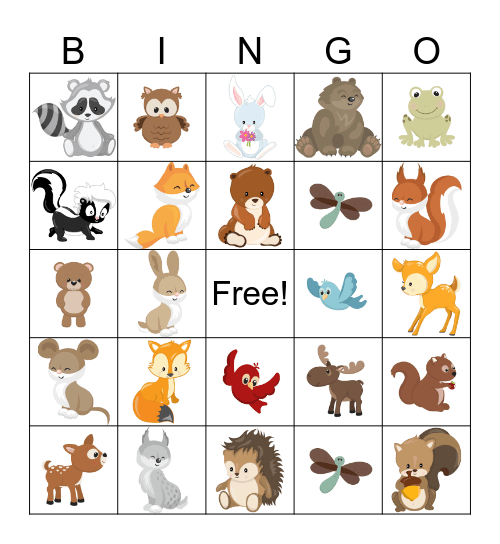Woodland Animal Bingo Card