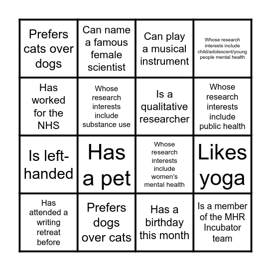 Fellowship Planning Retreat 2026 Bingo Card