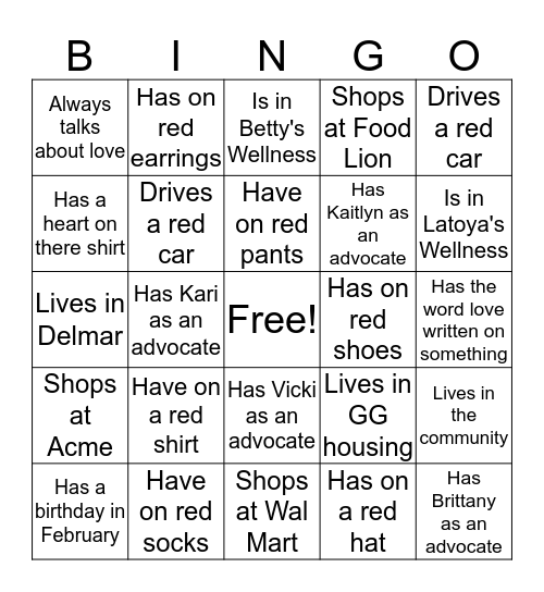 VALENTINE BINGO  Bingo Card
