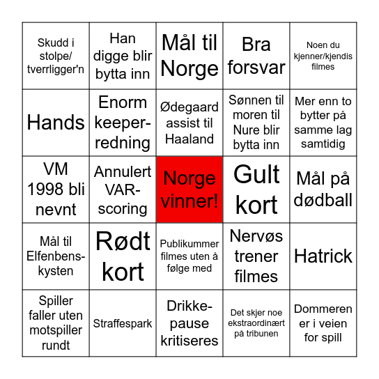 NORGE-ELFENBENSKYSTEN Bingo Card