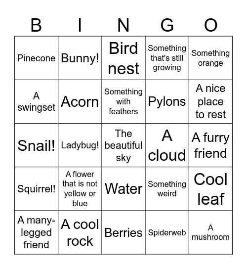 Tuesday Scavenging Bingo Card